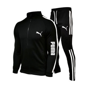 2024 foreign trade new men's outdoor sweater sports leisure zipper stitching two bar trousers two-piece suit