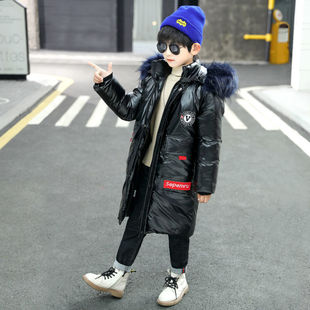 Boys' Cotton-padded Coat Winter Clothes 2023 New Children's Cotton-padded Coat Thickened Korean Style Mid-length Cotton-padded Coat for Boys