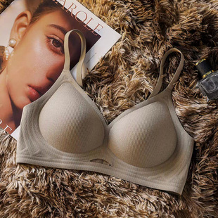plus size Threaded Gathering Collapsed Paramilia Seamless Bra Jelly Soft Support Upper Support Anti-sagging Hollow Underwear for Women