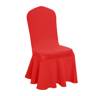 Hotel Thickened Elastic Chair Cover Solid Color Sun Skirt Chair Cover Wedding Meeting Conjoined Air Layer Stool Cover