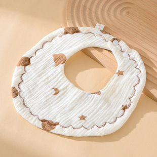 Wholesale Pure Cotton Baby Bibs, Cotton Gauze Children's Bibs, Six-Layer Gauze Anti-Vomiting Newborn Saliva Towels