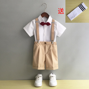 Children's Suspender Pants Set Summer British Children's Kindergarten Performance Boys' Suit Host Dress