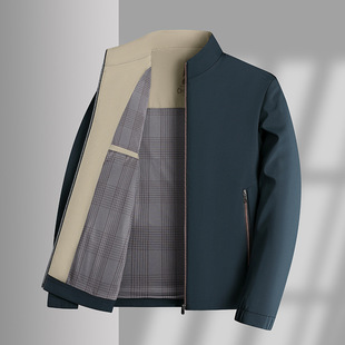 Spring dad's business casual jacket men's middle-aged men's handsome fashion jacket middle-aged spring and autumn jacket