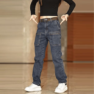 Men's Tooling All-match Jeans Autumn and Winter Men's Multi-pocket Straight Trousers Stretch Men's Pants