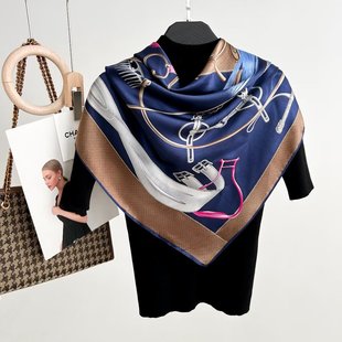 90cm Silk Scarf Lady Mulberry Silk Square Scarf Vintage All-match Shawl Scarf Luxury Satin Large Square Scarf Wholesale