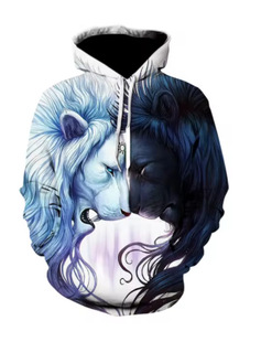 3D Animal Helmet Sweater Men's and Women's Lion Print Jacket Funny Jacket Street Clothing Autumn and Winter 20