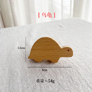 [Hook handle products old customers] Solid wood cartoon animals cute stars and moon clouds logs free of punching