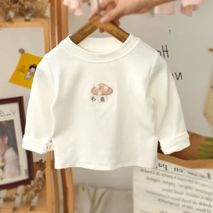 Spring and Autumn Girls' T-shirt Baby's Western Style Children's Personality Trendy Brand Korean Embroidered Cartoon Cute Base Shirt Top