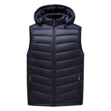 2023 New Down Vest Men's Hooded Cotton Vest Standing Collar Big Jacket Loose Cross-border plus size Clover Same Style