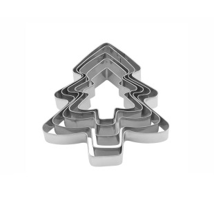 Factory wholesale Christmas tree biscuit mold stainless steel 5-piece cake mold cake mold DIY baking Christmas mold