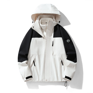 Wholesale outdoor travel group overalls coat fleece-lined three-in-one detachable printed LOGO word mountaineering jacket