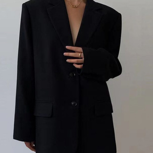 Black Suit Jacket 2024 Autumn Spring and Autumn New Korean Loose Retro Casual Skinny Suit All-match