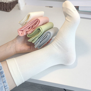 Candy Color Moon Socks Mid-length Socks Summer Thin Socks Women's Ins Style Simple Color Pile Socks Solid Color Stockings