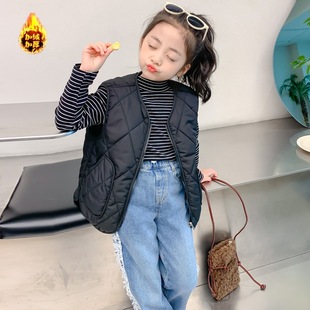 Children's Down Cotton Vest for Boys and Girls fleece-lined Vest Thickened Inner Wearing Vest for Middle and Big Children Outer Wearing Vest for Autumn and Winter