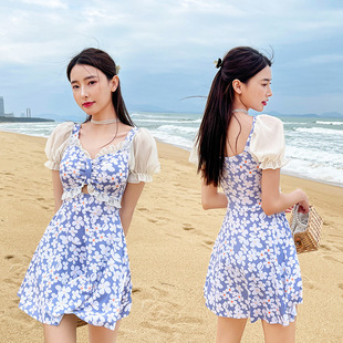 Swimsuit Women's New Korean Style Ins Fresh Style Floral Vacation Hot Spring Slim-fit Skirt Girl's Beach Swimsuit
