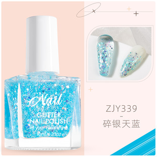 Foreign trade best-selling shredded silver series bake-free quick-drying white flash high sparkle powder sequins nail polish wholesale