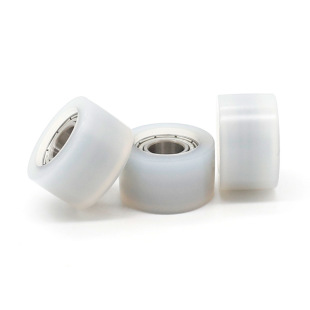 Double-Bearing Rubber-Coated Pulley, Flat Arc-Shaped High-Bearing Wear-Resistant Roller Supports Drawing Proofing 8*22*13mm