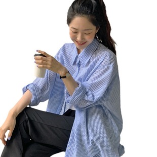 Blue Striped Shirt Women's Long-sleeved Spring and Autumn New Korean Style Loose Design Sense Light Luxury Niche All-match Top