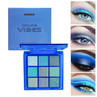 Cross-border Diablo Punk Smoked Nine Color Eye Shadow Plate Black and White Gray Metallic Pearlescent Matte Silver Party Stage Makeup