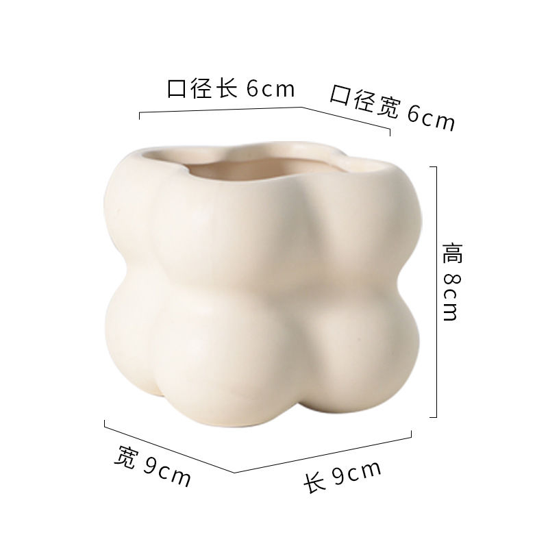 Wholesale Nordic Flower Pot Ceramic Cream Style INS Light Luxury Advanced Simple Potted Orchid Fleshy Green Plant Flower Pot