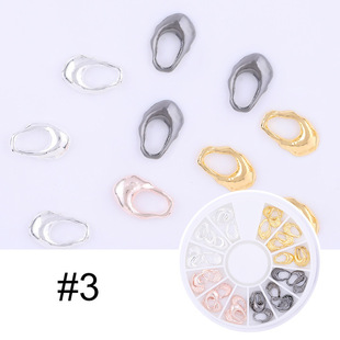 Japanese Nail Art Rivet Nail Pearl Fingertip Rhinestone Flat Bottom Diamond Alloy Patch 12 Grid Disc Nail Art Jewelry