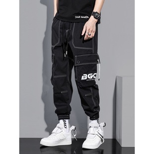 Autumn New Overalls Men's ins Trendy Brand American-style High Street Top Line Letter Printed Loose Leg Casual Pants
