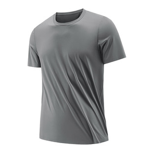 Summer Short-sleeved Men's T-shirt Ice Silk Quick-drying Thin Elastic Breathable Outdoor Running Fitness Leisure Sports Men's T-shirt