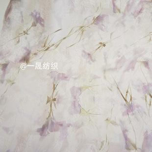 New Chinese Style Floral Printed Fabric Qian Bamboo Velvet Autumn and Winter Knitted Jacquard Composite Fabric Stretch Milk Silk Garment Fabric