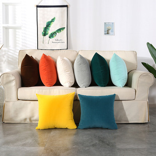 Nordic Style Plain Velvet Pillow Waist Pillow Back Pillow Solid Color Sofa Cushion Office Waist Back Pillow