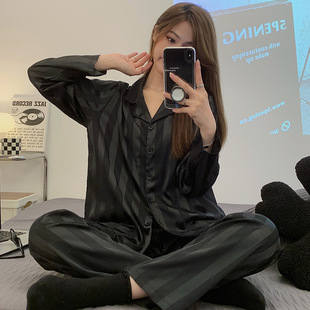2023 Spring and Autumn High-end French Jacquard Imitation Silk Ice Silk Mesh Red Pajamas Women's Long-sleeved Home Suit