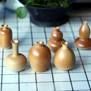 Creative ceramic vase handmade imitation firewood vintage stoneware hydroponic mini flower holder home crafts ornaments