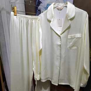 Heavy 19mm mulberry silk silk pajamas women's summer suit home wear long sleeve trousers plus size loose split