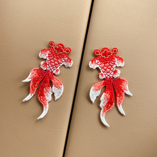 Ancient style goldfish embroidery cloth stickers koi Hanfu ethnic trench coat stickers patch stickers diy decorative accessories decals