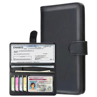 Amazon Genuine Leather Men's Wallet Long Cheque Holder Cheque Bag Bill Cheque Protection Cover Machine Cheque Bag Wholesale