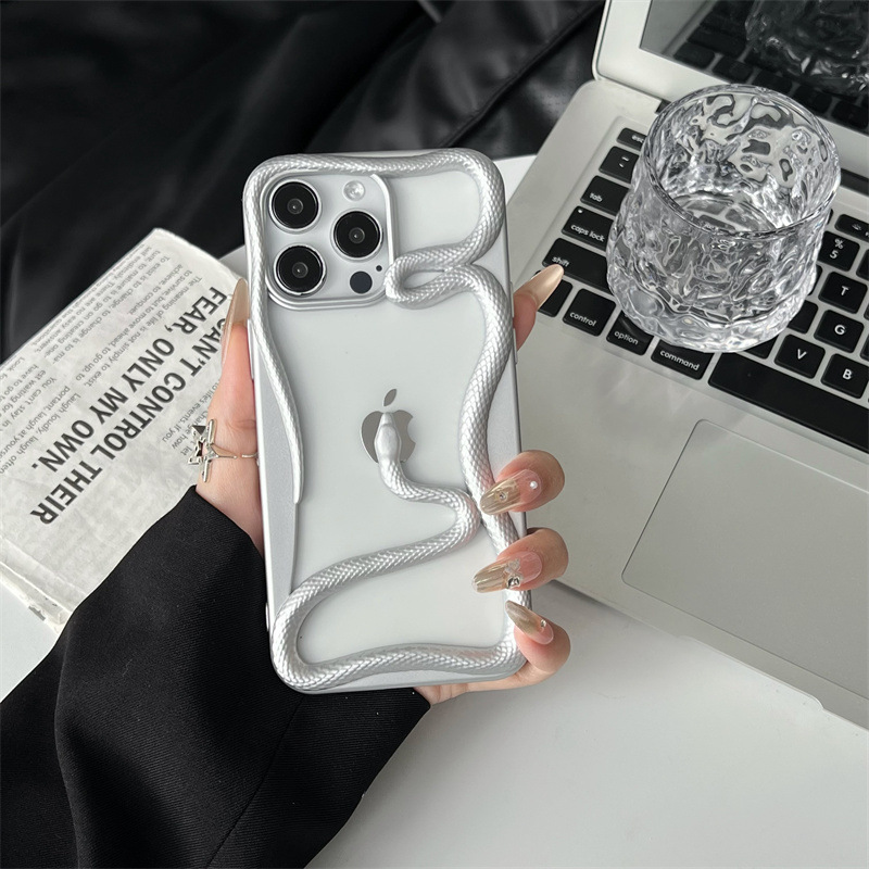 Electroplated glossy openwork snake iPhone 14/13 compatible with 12/11 Apple 17/16/15 Pro Max phone case