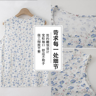 Grandma Summer Cotton Vest Women's Middle-aged and Elderly Summer Dress Sleeveless Old Lady Sweatshirt Mother's Cotton Cotton Top