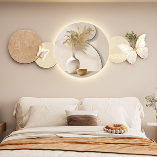 New Bedroom Bedside Cream Wind LED Luminous Decorative Painting Mural Stone to Run Sandstone Advanced Sense Wall Hanging Painting