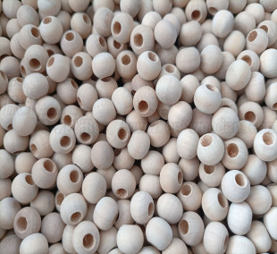 DIY Jewelry Accessories Manufacturer Direct Sale 12mm Natural Wood Color Half-Hole Wooden Beads with Rod Round Loose Beads Wooden Beads