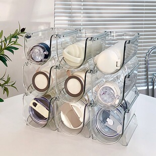 Water Cup Storage Rack Multi-layer Storage Rack Transparent Desktop Creative Stackable Cup Holder Dustproof Household Thermos Cup