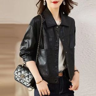 New Women's Leather Jacket Short Leather Jacket Coat Popular Fashion Western Style Fragrance Elegant 2024 Spring and Autumn Explosions