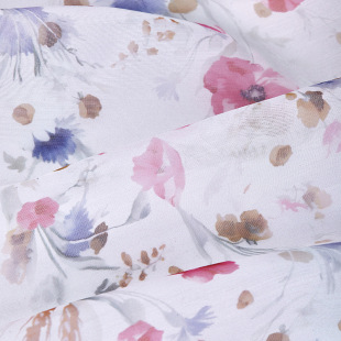 Cotton Seersucker Base Fabric with Colorful Floral Print for Spring and Summer Women's Skirts, Cheongsam Clothing Fabric, Flowy Fabric Available