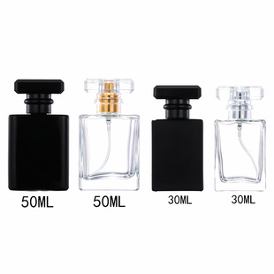 in stock B034-30ml50ml100 ml screw-on square perfume glass bottle cosmetic packaging spray empty bottle