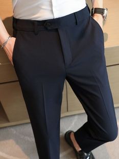 TikTok Hot Selling Men's Clothing Pants Cost-effective Waist-tight Trousers Korean-style Slim-fit Small Straight Casual Trousers