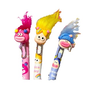 Ins High Color Value Cartoon Fried Hair Cute Big Mouth Doll Press Gel Pen Student Durable Good Writing Black Pen