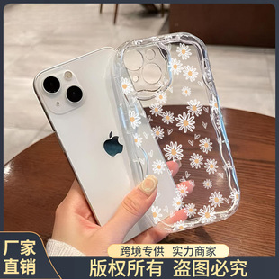 Wave pattern small flower apple 15promax mobile phone case ip14 apple 13 mobile phone case 12 small Zou ju 11 transparent case