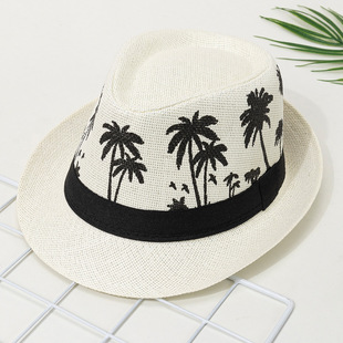 Summer New Men's and Women's Jazz Hat Shopping Sunshade Summer Travel Outdoor Leisure Black Ribbon Top Hat