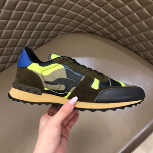 European station spring camouflage sneaker men's lace-up color matching casual breathable leather men's height-increasing platform running