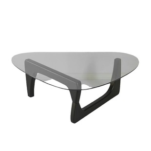 Nordic log tempered round glass coffee table designer Noguchi special-shaped modern Japanese-style light luxury solid ash wood