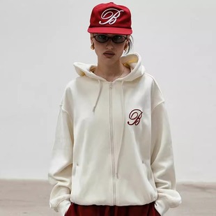 South Korea badblood American Sweater Women's Embroidered Lazy Style Hoodie Red Niche Loose Casual Coat Trendy