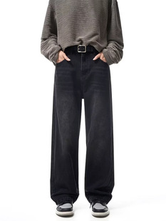 American Street Washed Used Jeans Men's Spring and Autumn Straight Loose European and American High Street Vibe Style Long Pants